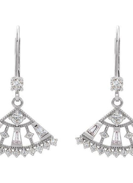 14K White Gold 3/4 CTW Natural Diamond Fan Earrings