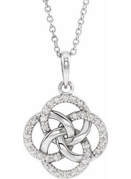 14K White Gold 1/8 CTW Natural Diamond Five-Fold Celtic-Inspired Pendant