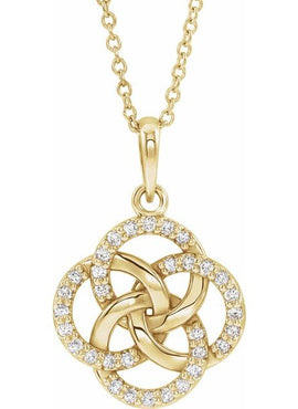 14K White Gold 1/8 CTW Natural Diamond Five-Fold Celtic-Inspired Pendant