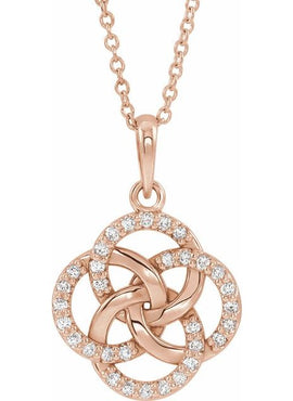 14K White Gold 1/8 CTW Natural Diamond Five-Fold Celtic-Inspired Pendant