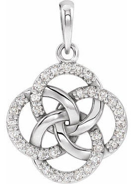 14K White Gold 1/8 CTW Natural Diamond Five-Fold Celtic-Inspired Pendant