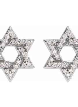 14K White Gold 1/8 CTW Natural Diamond Star of David Earrings