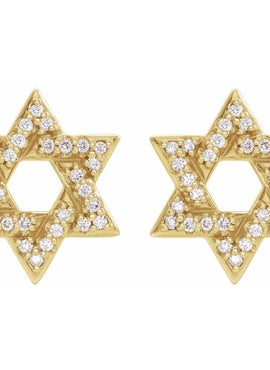 14K White Gold 1/8 CTW Natural Diamond Star of David Earrings