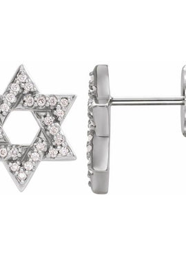 14K White Gold 1/8 CTW Natural Diamond Star of David Earrings