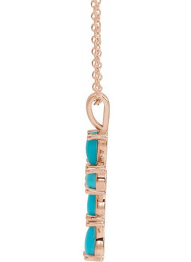 14K White Gold Natural Pink Coral Cabochon Cross Pendant