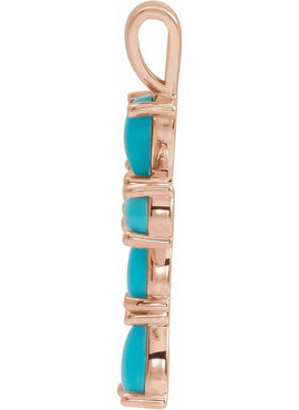 14K White Gold Natural Pink Coral Cabochon Cross Pendant