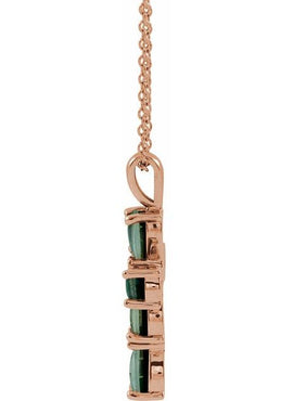14K White Gold Natural Pink Coral Cabochon Cross Pendant