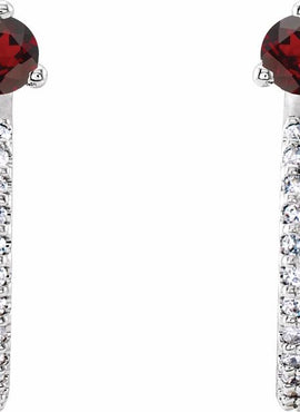 14K White Gold Natural Aquamarine & 1/8 CTW Natural Diamond J-Hoop Earrings