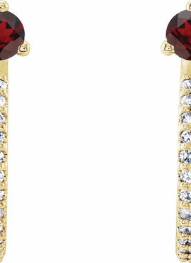 14K White Gold Natural Aquamarine & 1/8 CTW Natural Diamond J-Hoop Earrings