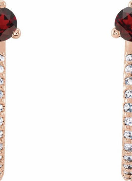 14K White Gold Natural Aquamarine & 1/8 CTW Natural Diamond J-Hoop Earrings