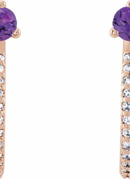14K White Gold Natural Aquamarine & 1/8 CTW Natural Diamond J-Hoop Earrings