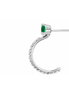 14K White Gold Natural Aquamarine & 1/8 CTW Natural Diamond J-Hoop Earrings