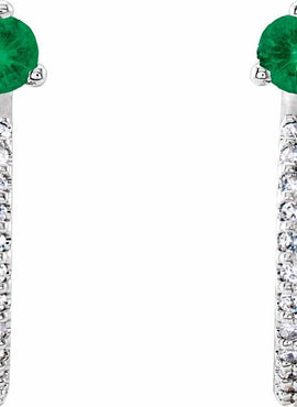 14K White Gold Natural Aquamarine & 1/8 CTW Natural Diamond J-Hoop Earrings
