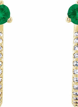 14K White Gold Natural Aquamarine & 1/8 CTW Natural Diamond J-Hoop Earrings