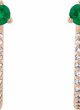14K White Gold Natural Aquamarine & 1/8 CTW Natural Diamond J-Hoop Earrings