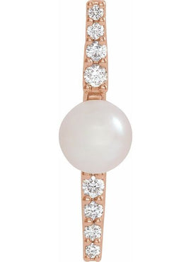 14K White Gold Cultured White Freshwater Pearl & 1/6 CTW Natural Diamond Pendant