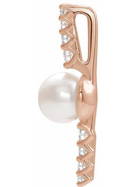 14K White Gold Cultured White Freshwater Pearl & 1/6 CTW Natural Diamond Pendant