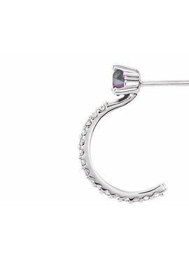 14K White Gold Natural Aquamarine & 1/8 CTW Natural Diamond J-Hoop Earrings