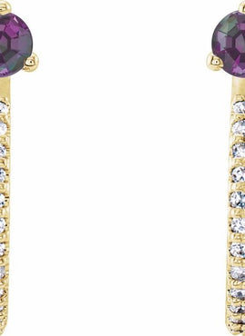 14K White Gold Natural Aquamarine & 1/8 CTW Natural Diamond J-Hoop Earrings