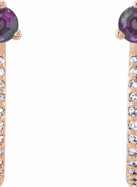 14K White Gold Natural Aquamarine & 1/8 CTW Natural Diamond J-Hoop Earrings