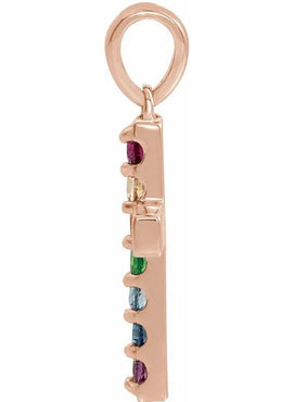 14K White Gold Natural Multi-Gemstone Cross Pendant
