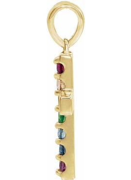 14K White Gold Natural Multi-Gemstone Cross Pendant
