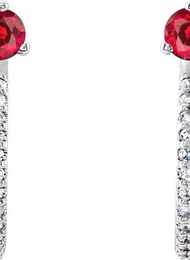 14K White Gold Natural Aquamarine & 1/8 CTW Natural Diamond J-Hoop Earrings