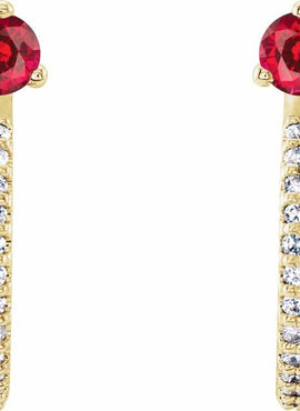 14K White Gold Natural Aquamarine & 1/8 CTW Natural Diamond J-Hoop Earrings