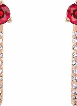 14K White Gold Natural Aquamarine & 1/8 CTW Natural Diamond J-Hoop Earrings