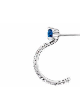 14K White Gold Natural Aquamarine & 1/8 CTW Natural Diamond J-Hoop Earrings