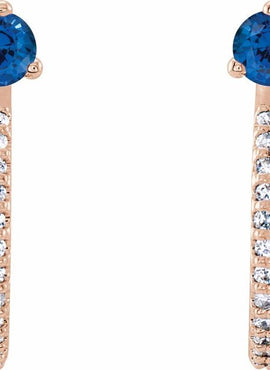 14K White Gold Natural Aquamarine & 1/8 CTW Natural Diamond J-Hoop Earrings