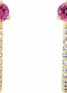 14K White Gold Natural Aquamarine & 1/8 CTW Natural Diamond J-Hoop Earrings