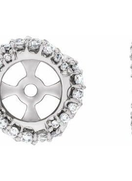 14K White Gold 1/4 CTW Natural Diamond Halo-Style Earring Jackets