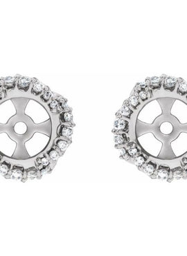 14K White Gold 1/4 CTW Natural Diamond Halo-Style Earring Jackets