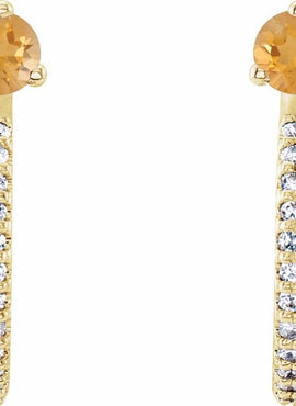 14K White Gold Natural Aquamarine & 1/8 CTW Natural Diamond J-Hoop Earrings