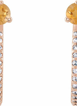 14K White Gold Natural Aquamarine & 1/8 CTW Natural Diamond J-Hoop Earrings