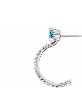 14K White Gold Natural Aquamarine & 1/8 CTW Natural Diamond J-Hoop Earrings