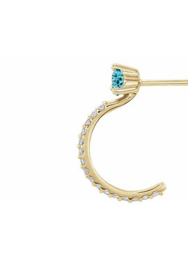 14K White Gold Natural Aquamarine & 1/8 CTW Natural Diamond J-Hoop Earrings