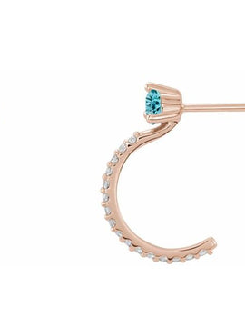 14K White Gold Natural Aquamarine & 1/8 CTW Natural Diamond J-Hoop Earrings
