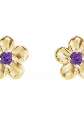 14K White Gold Imitation Mozambique Garnet January Birthstone Flower Earrings