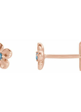 14K White Gold Imitation Mozambique Garnet January Birthstone Flower Earrings