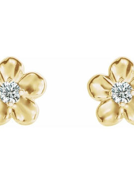 14K White Gold Imitation Mozambique Garnet January Birthstone Flower Earrings