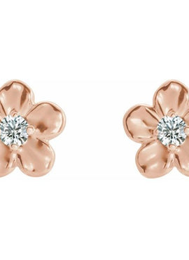 14K White Gold Imitation Mozambique Garnet January Birthstone Flower Earrings