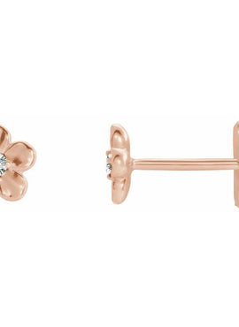 14K White Gold Imitation Mozambique Garnet January Birthstone Flower Earrings