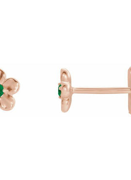 14K White Gold Imitation Mozambique Garnet January Birthstone Flower Earrings
