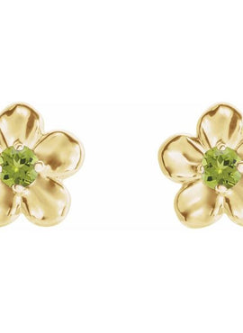 14K White Gold Imitation Mozambique Garnet January Birthstone Flower Earrings