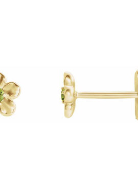 14K White Gold Imitation Mozambique Garnet January Birthstone Flower Earrings