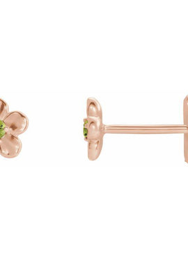 14K White Gold Imitation Mozambique Garnet January Birthstone Flower Earrings
