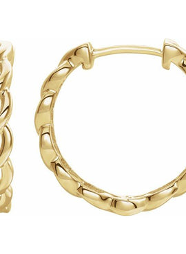 14K Yellow Gold Chain Link Hinged 19.6 mm Hoop Earrings