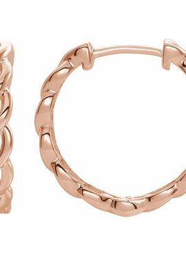 14K Yellow Gold Chain Link Hinged 19.6 mm Hoop Earrings